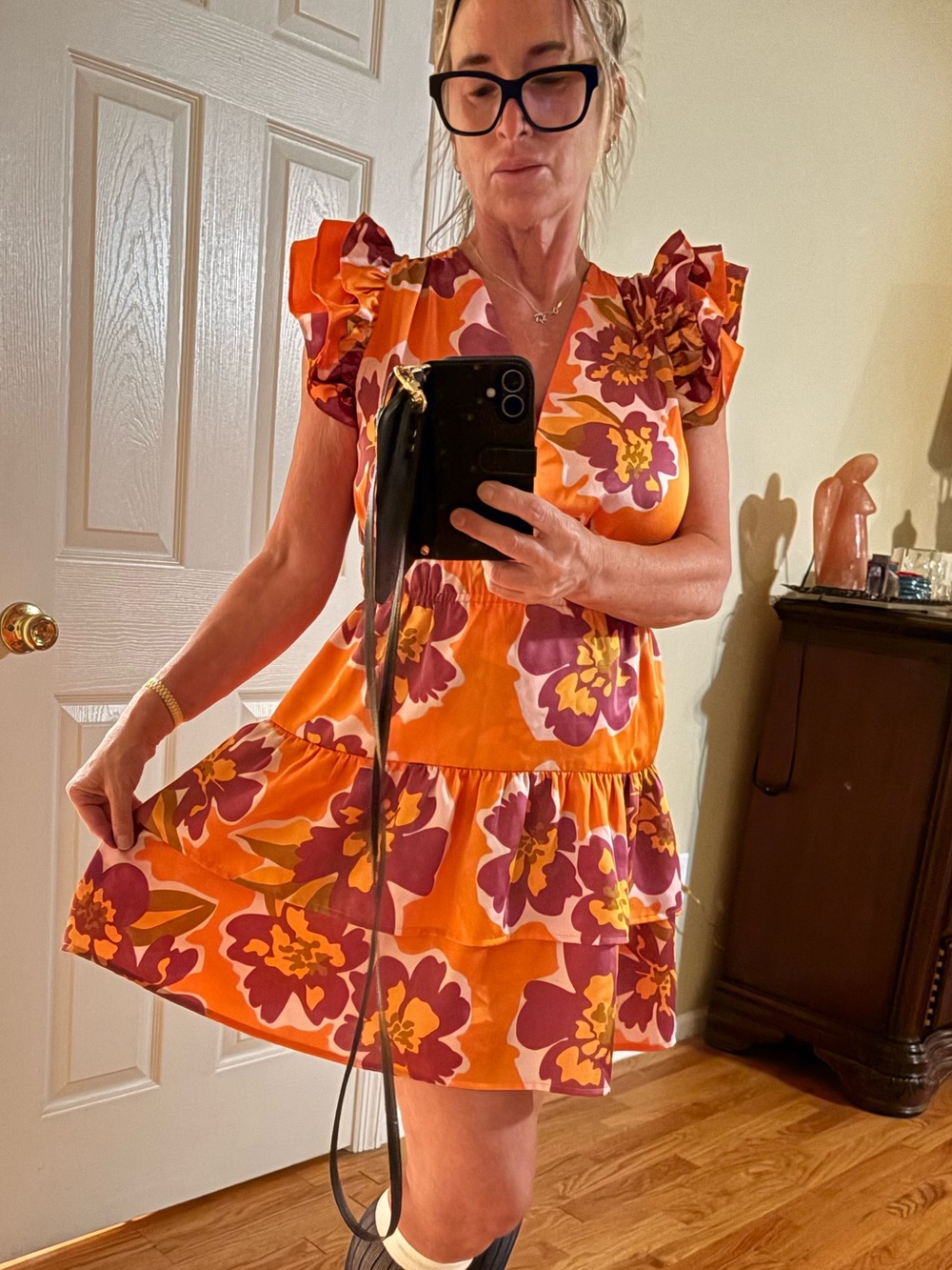 Entro Dress Mini flutter sleeve Tiered elastic waist XS Excellent condition